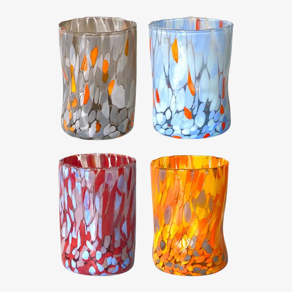 Terrazzo Murano Glass Tumblers, Set of 2 or 4, Made in Italy
