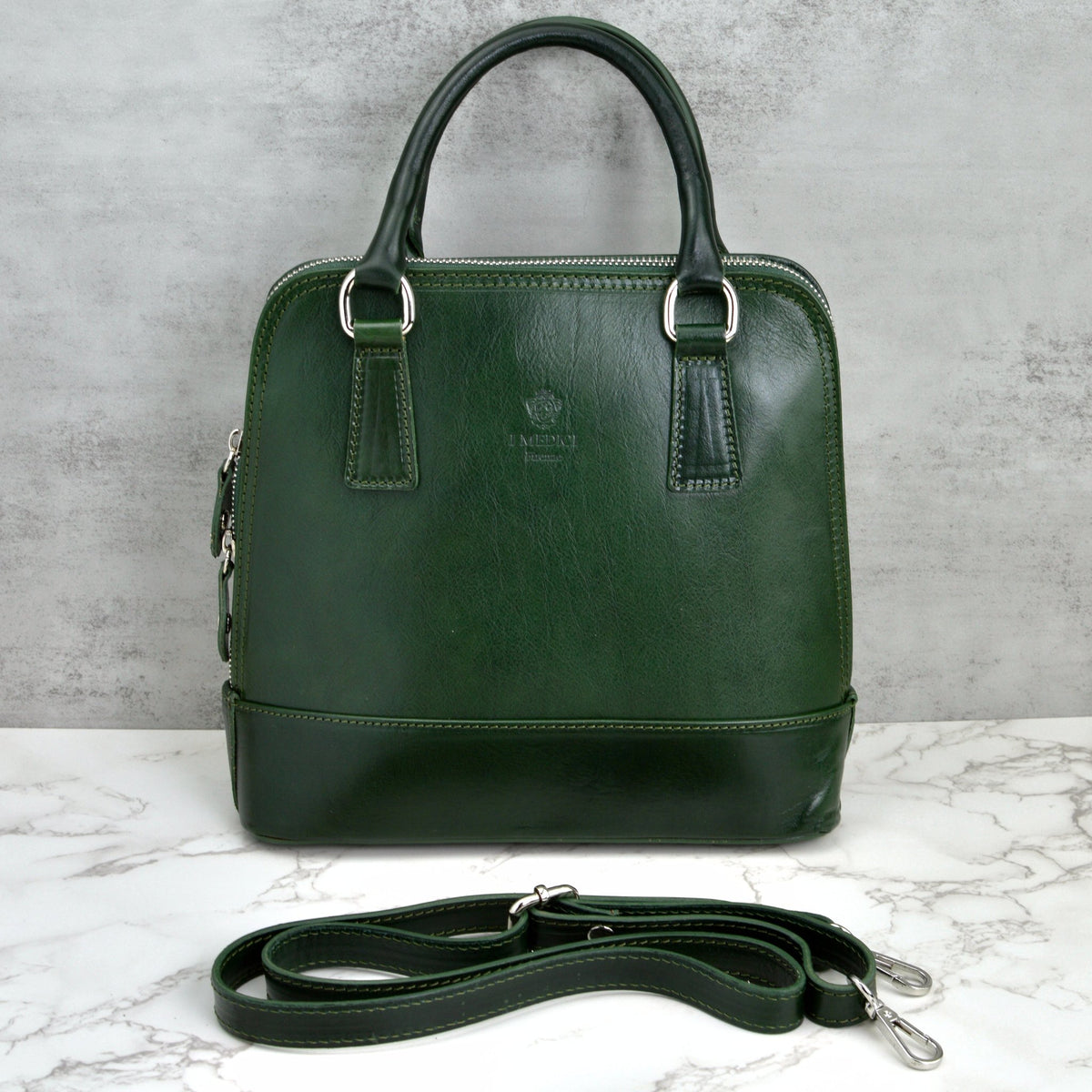 Natalia Italian Leather Zip Around, Top Handle Bag, Made in Italy