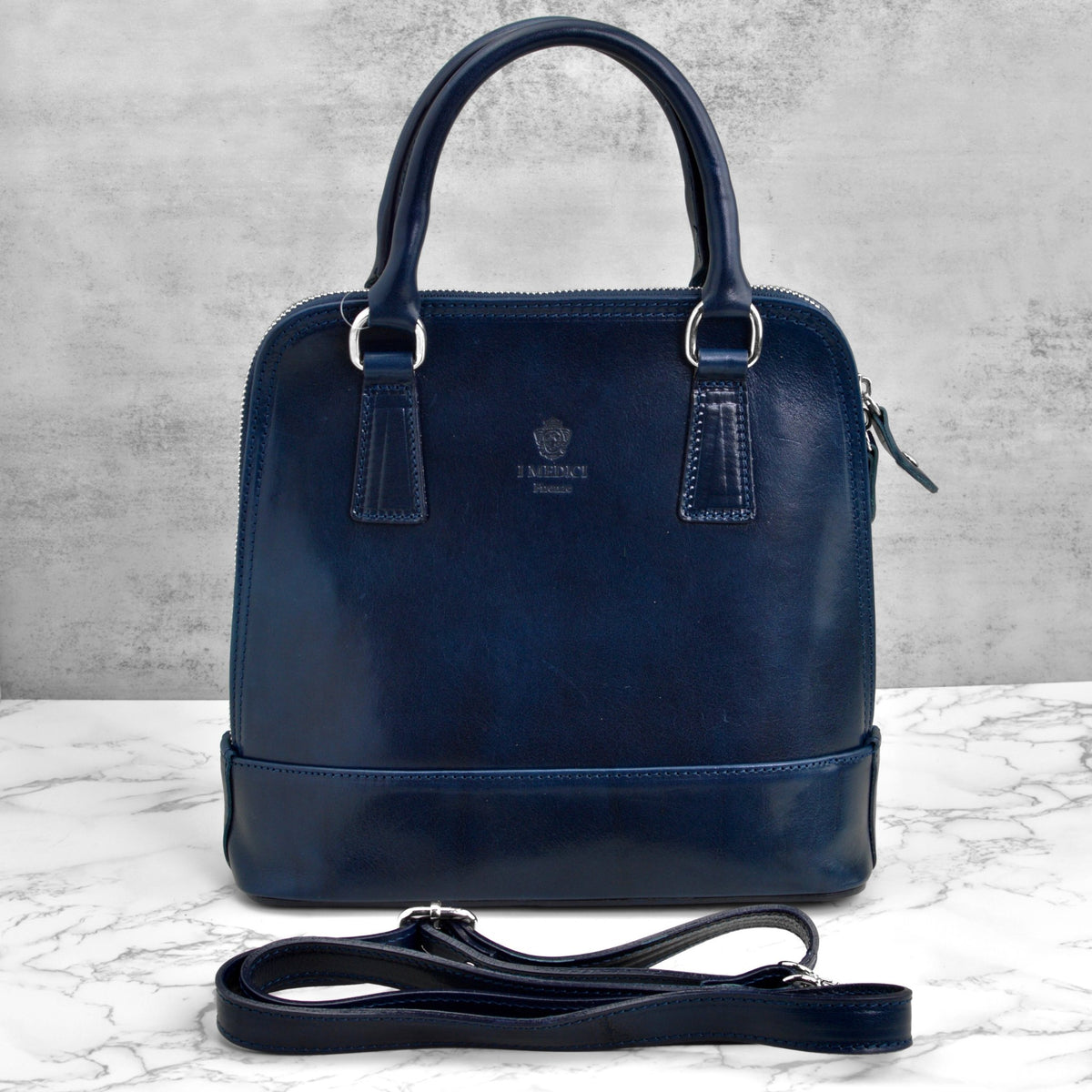 Natalia Italian Leather Zip Around, Top Handle Bag, Made in Italy