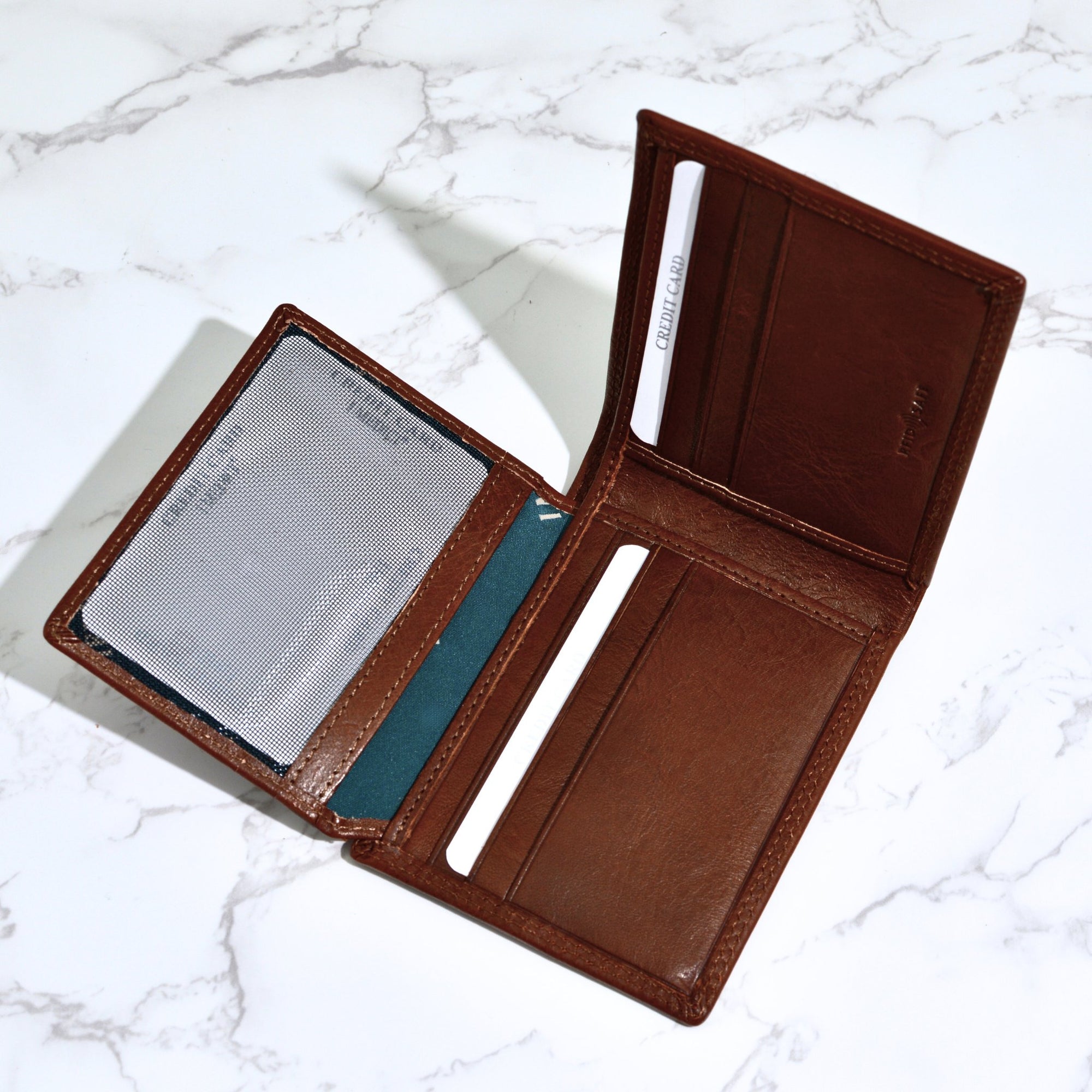 Men's Italian Leather Bi-Fold Wallet with Flip ID - My Italian Decor