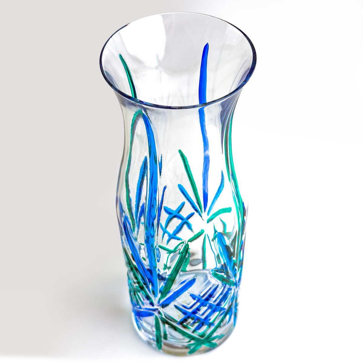 Crystal Carafe Pitcher Blue &amp; Green Melodia, Made in Italy - My Italian Decor