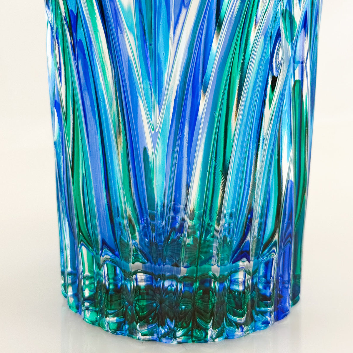 Large Crystal Vase, Melodia, Blue &amp; Green, Made in Italy