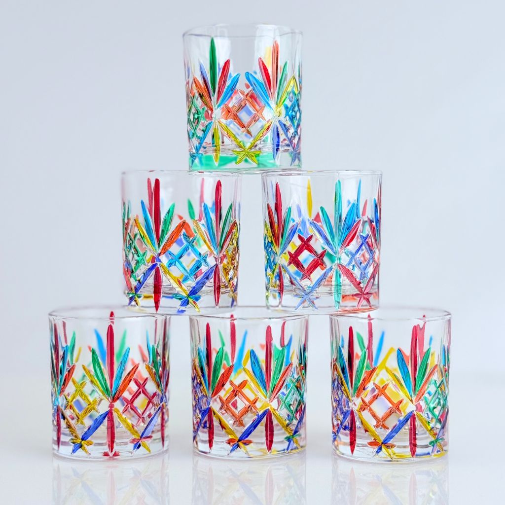 Italian Crystal Shot Glasses, Set of 6, Melodia, Made in Italy