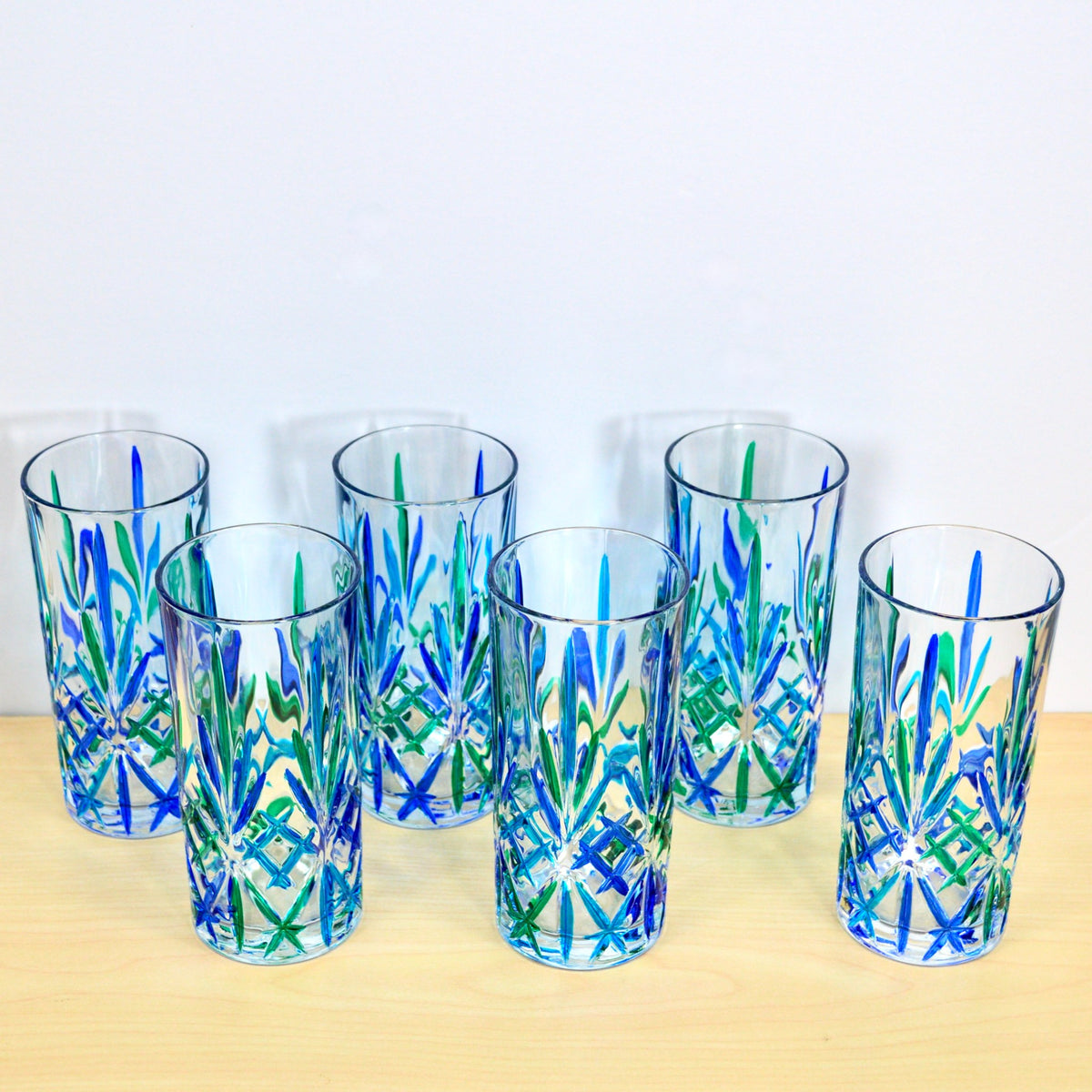 Melodia Tall Drinking Glasses, Blue/Green, Set of 2, Made In Italy - My Italian Decor