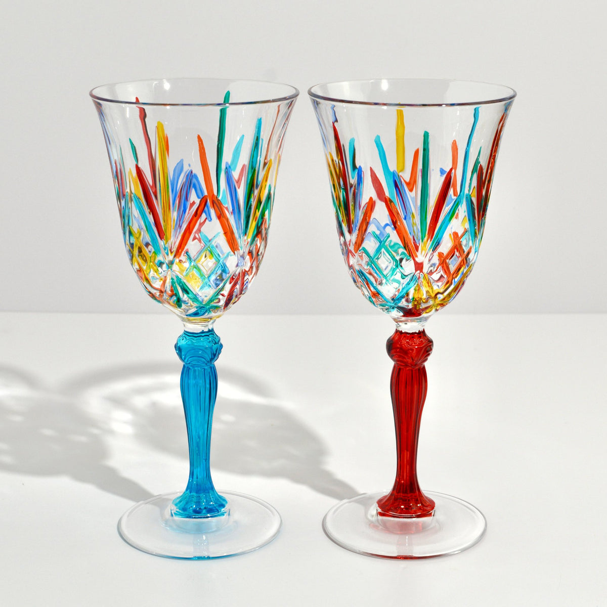 Melodia Wine Glasses, Hand-Painted Italian Crystal, Set of 2