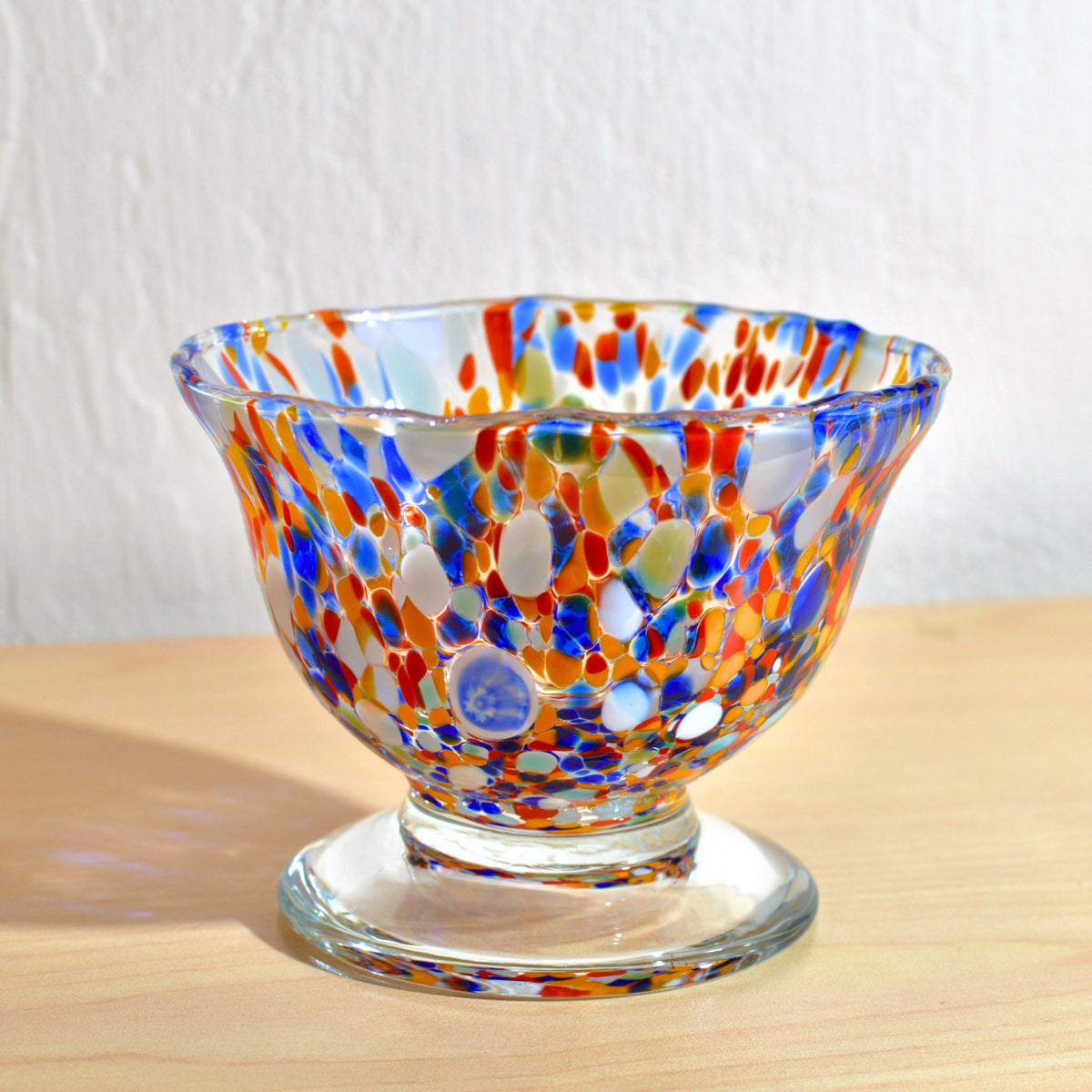 Italian Glass Footed Ice Cream Bowl