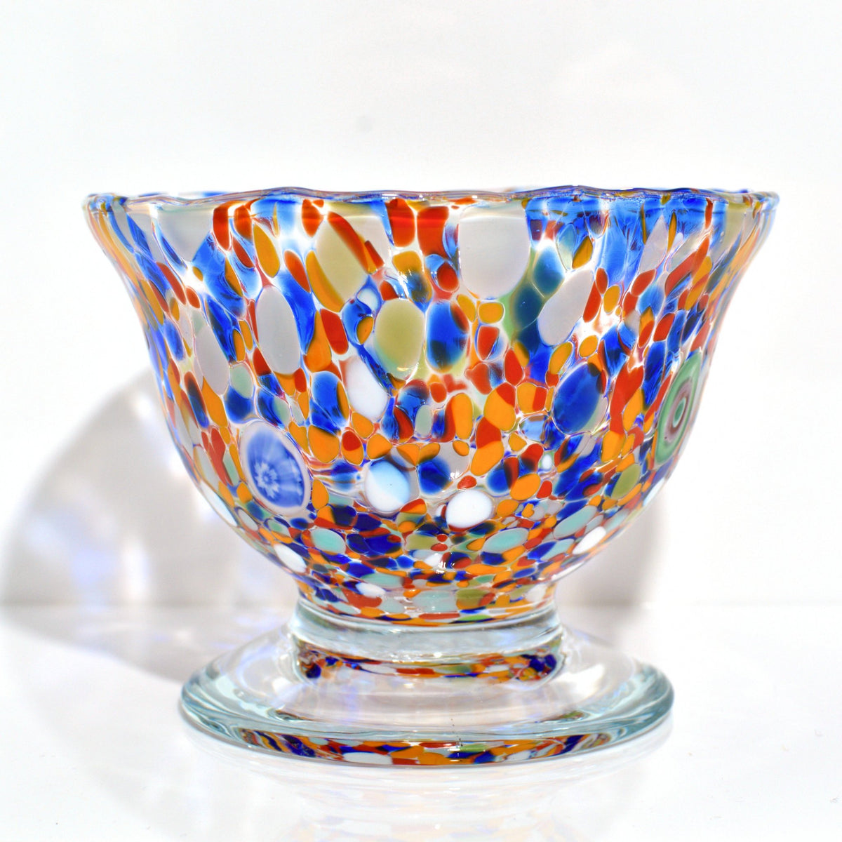 Italian Glass Footed Ice Cream Bowl