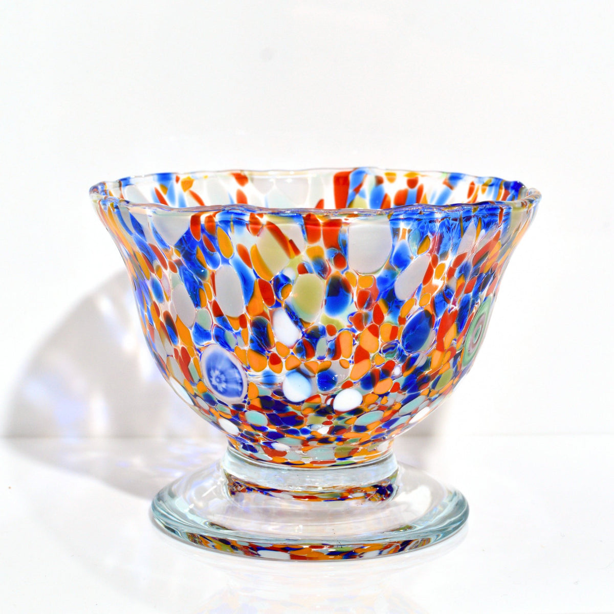 Italian Glass Footed Ice Cream Bowl