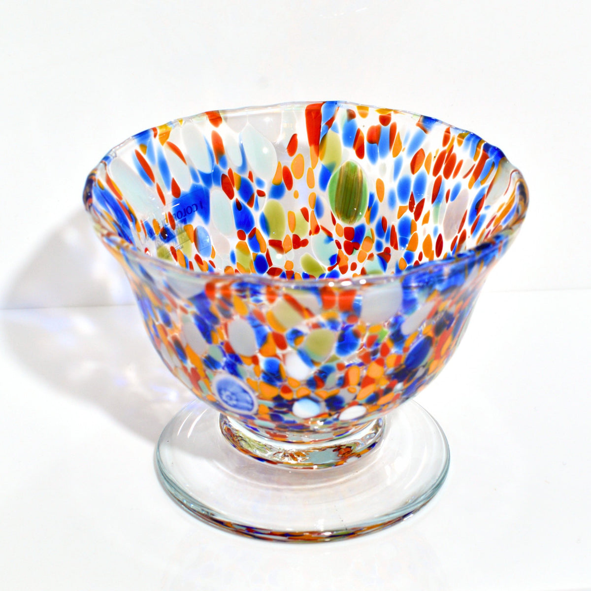 Italian Glass Footed Ice Cream Bowl