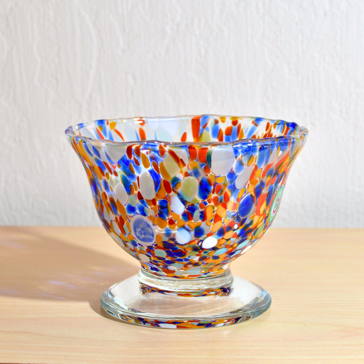 Italian Glass Footed Ice Cream Bowl