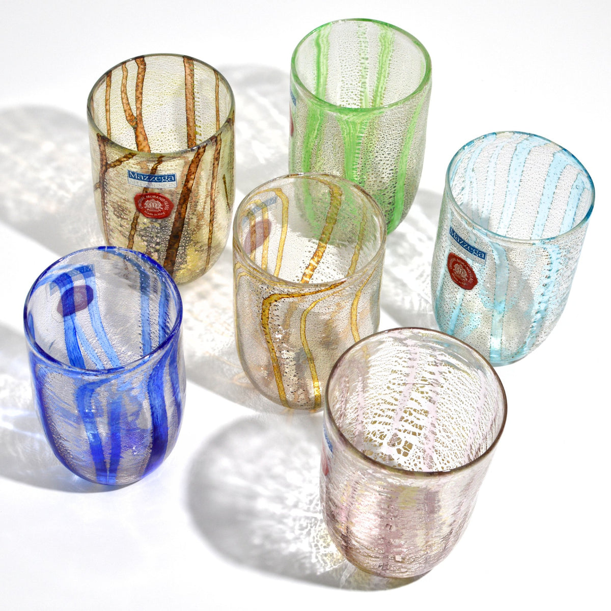 Emilio Murano Glass Drink Glasses, Set of 6