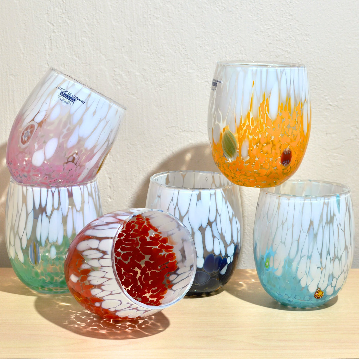 Antonia Murano Glass Tumblers, Set of 6