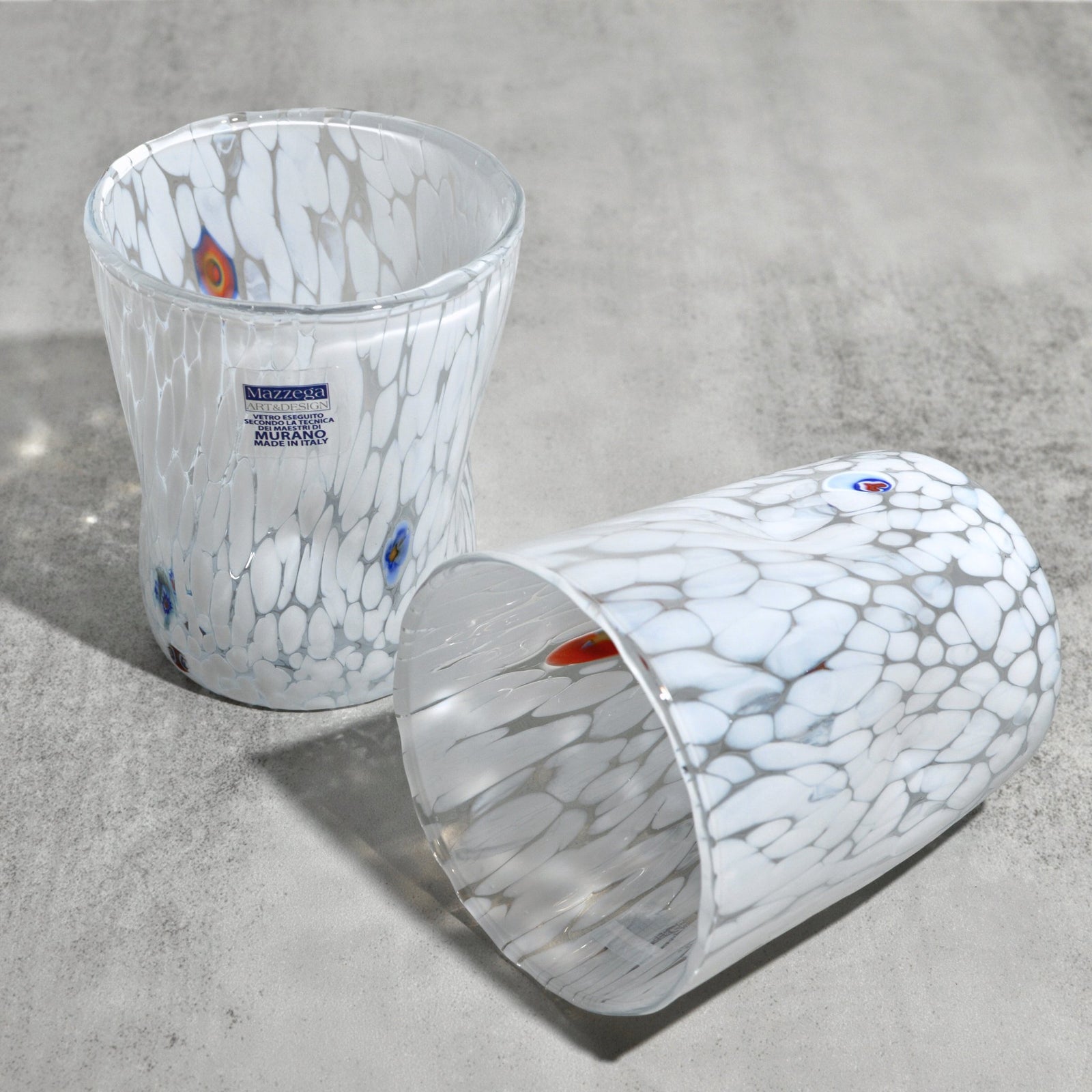 Franco Bianco Murano Drink Glasses in white, Set of 2 - My Italian Decor