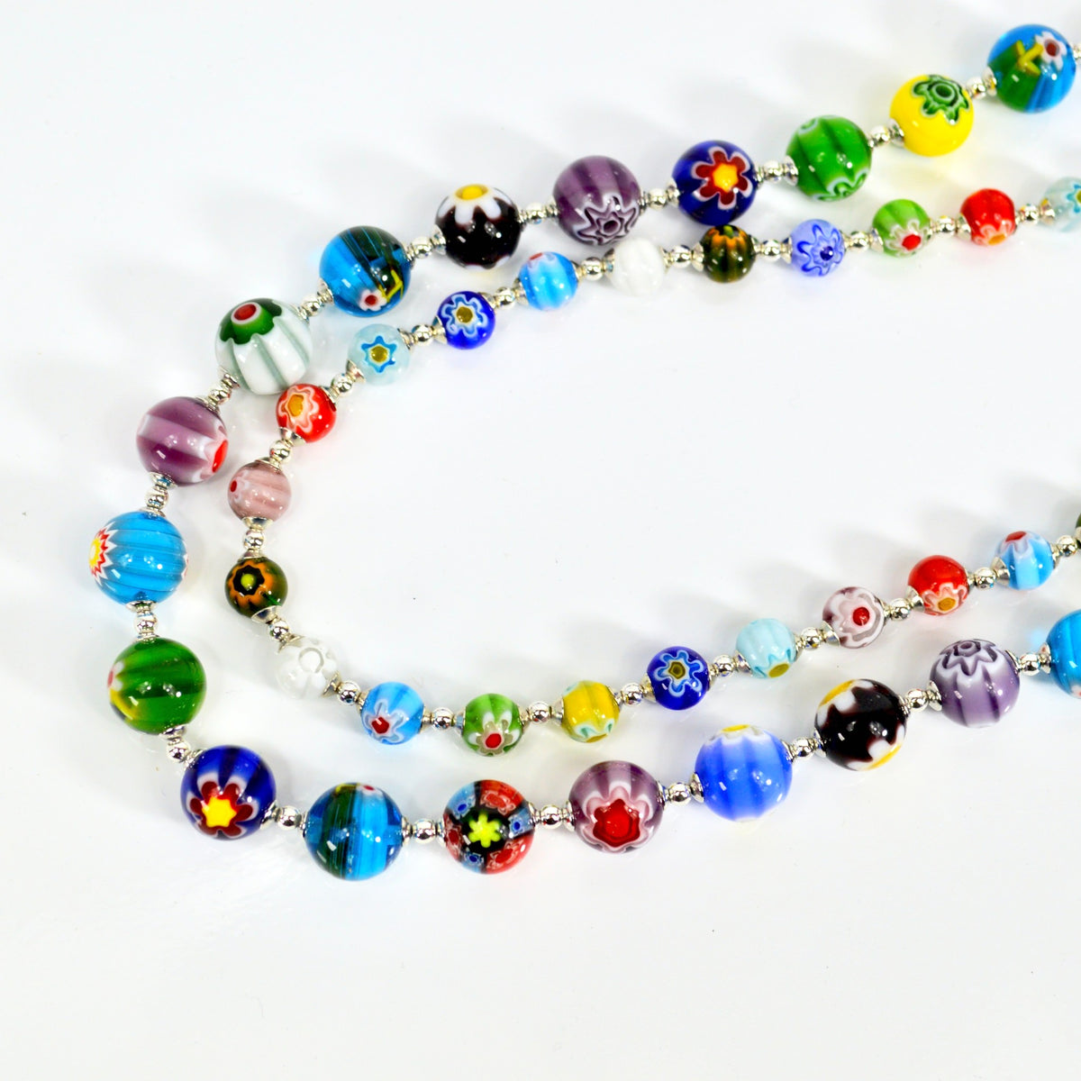 Murano Glass Millefiori Beaded Necklace, Choose your size, Made in Italy - My Italian Decor