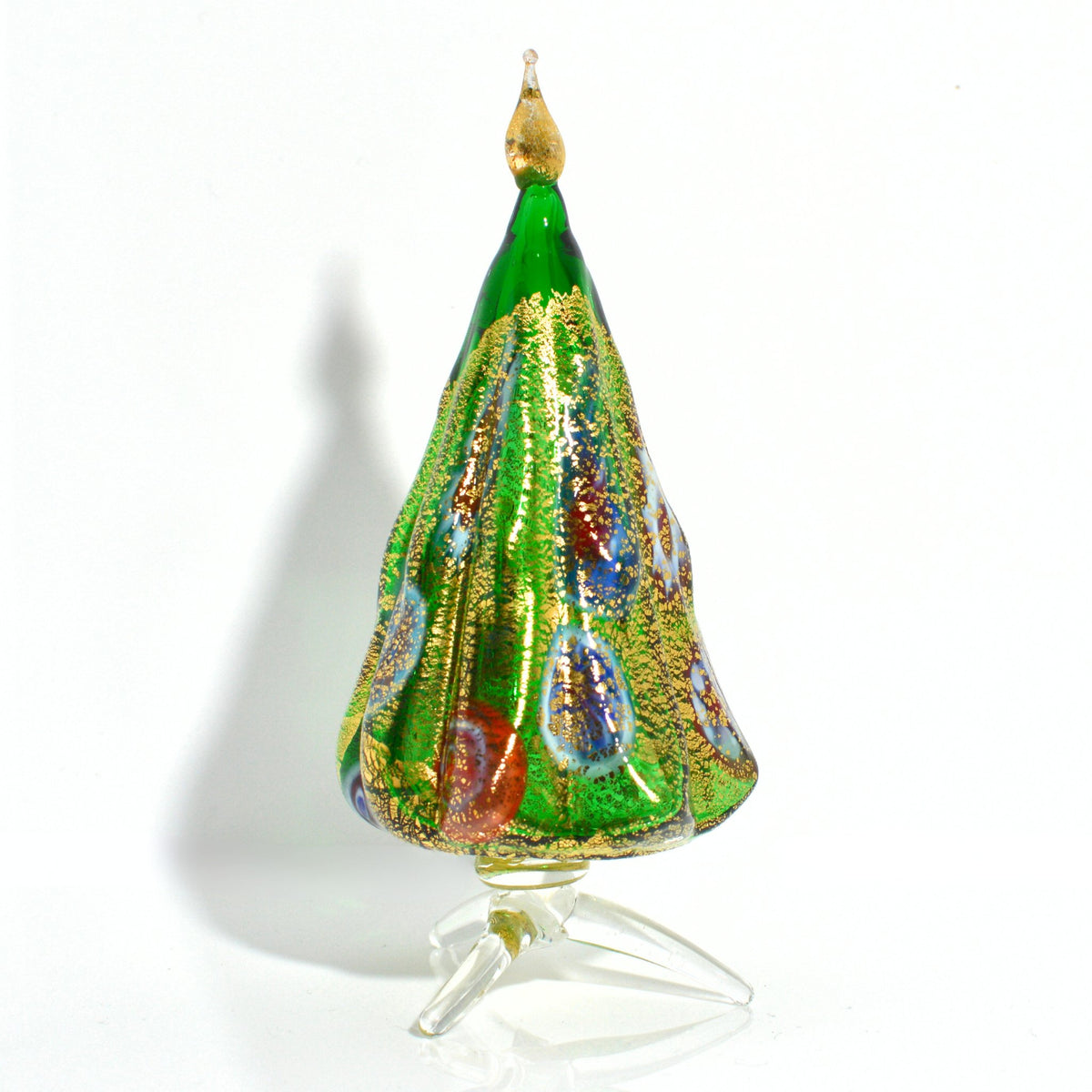 Murano Blown Glass Millefiori Christmas Tree, Handmade, 24k Gold