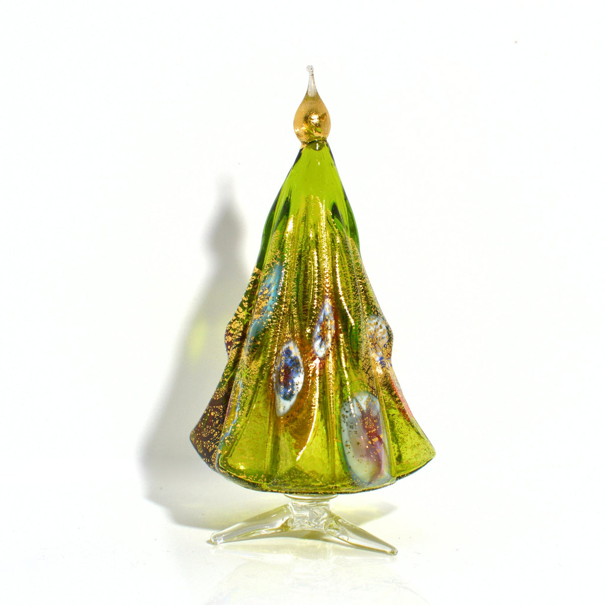 Murano Blown Glass Millefiori Christmas Tree, Handmade, 24k Gold