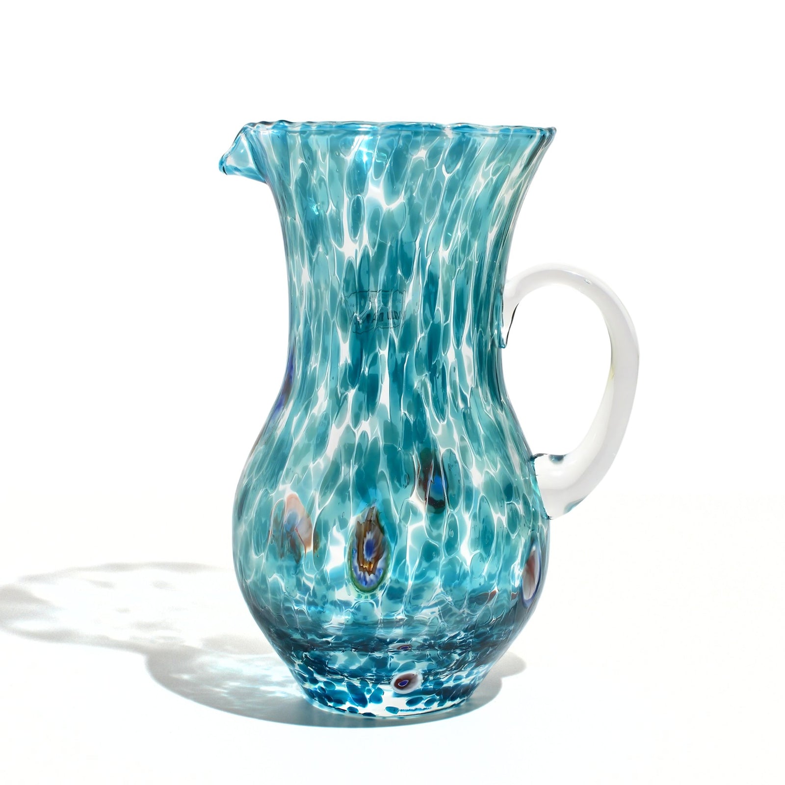 Murano Glass Small Drink Pitcher, Millefiori - My Italian Decor