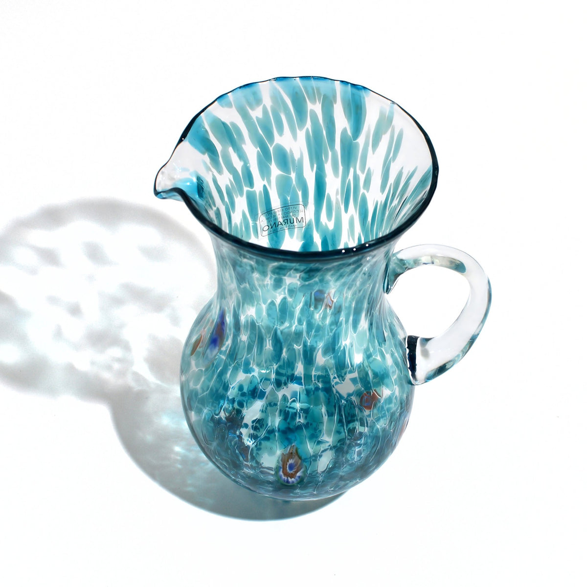 Murano Glass Small Drink Pitcher, Millefiori