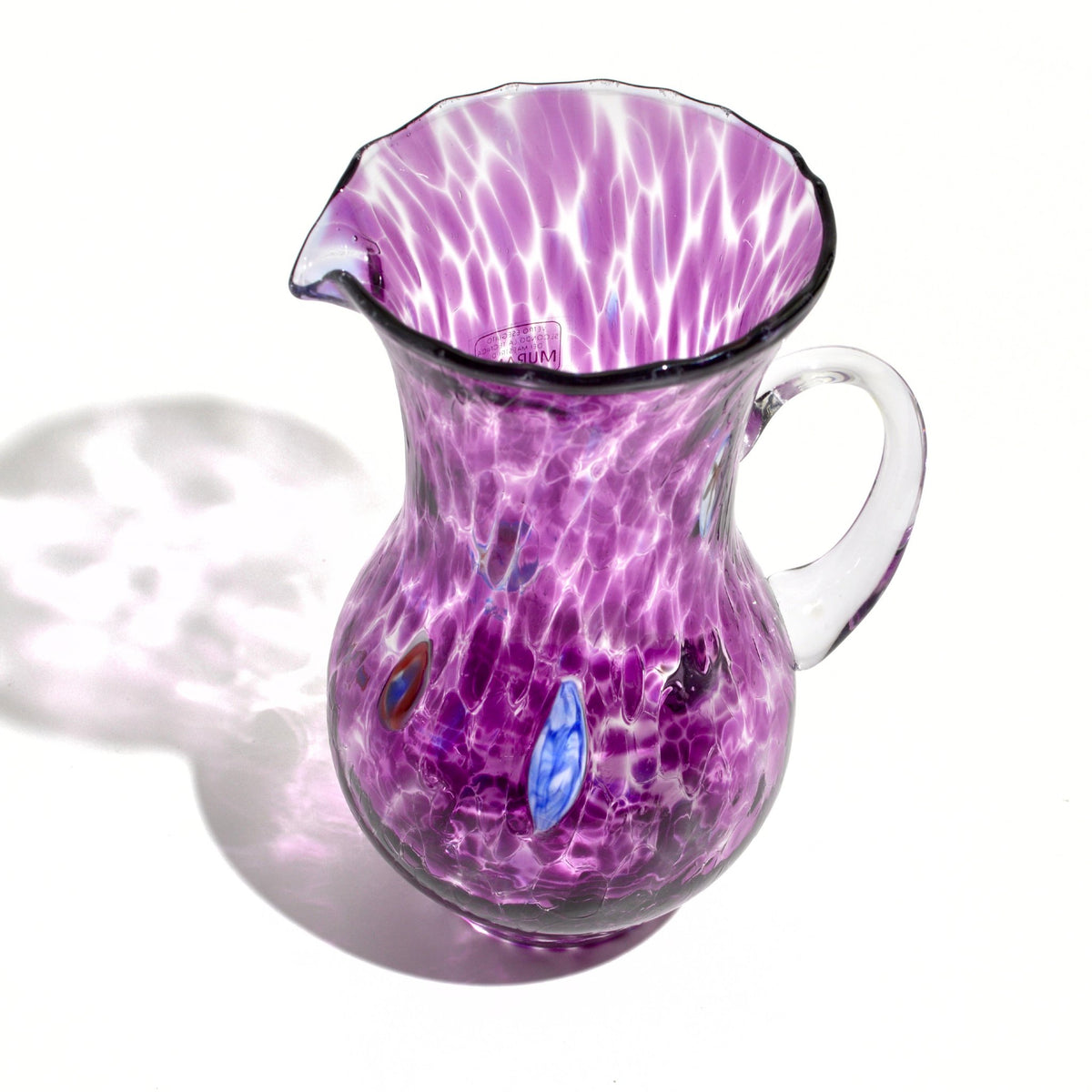 Murano Glass Small Drink Pitcher, Millefiori