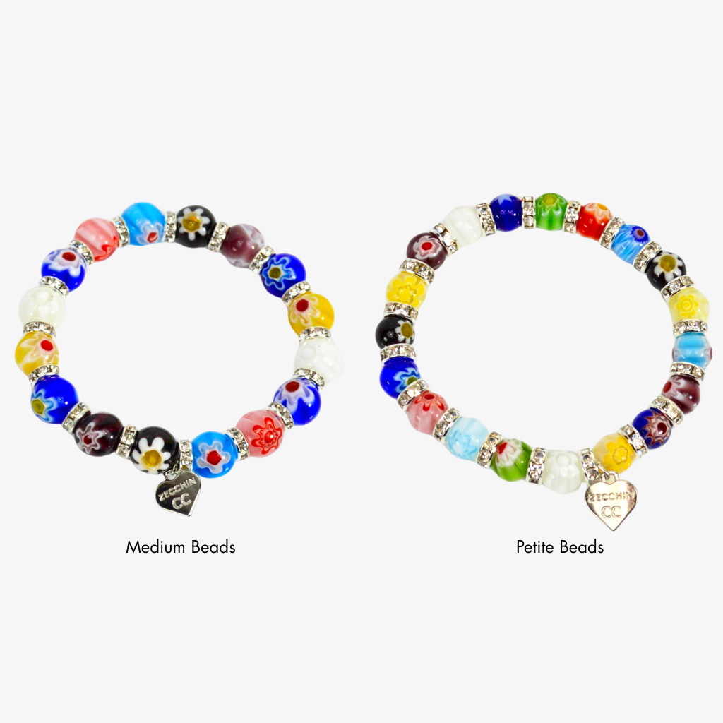 Murano Glass Millefiori Bead Elastic Bracelet, Made in Italy