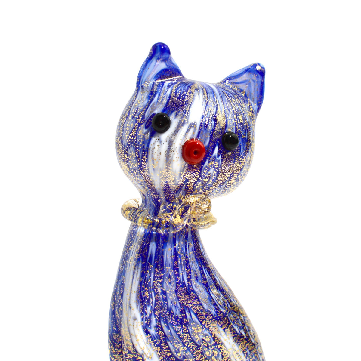 Murano Glass Kitty Cat Figurine, Millefiori, solid glass lampwork, Made in Italy