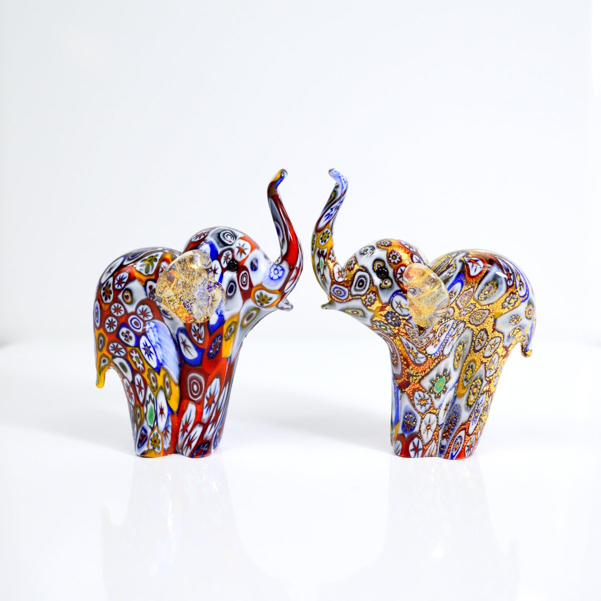 Murano Glass Elephant Figurine, Millefiori, 24karat gold, Made in Italy - My Italian Decor