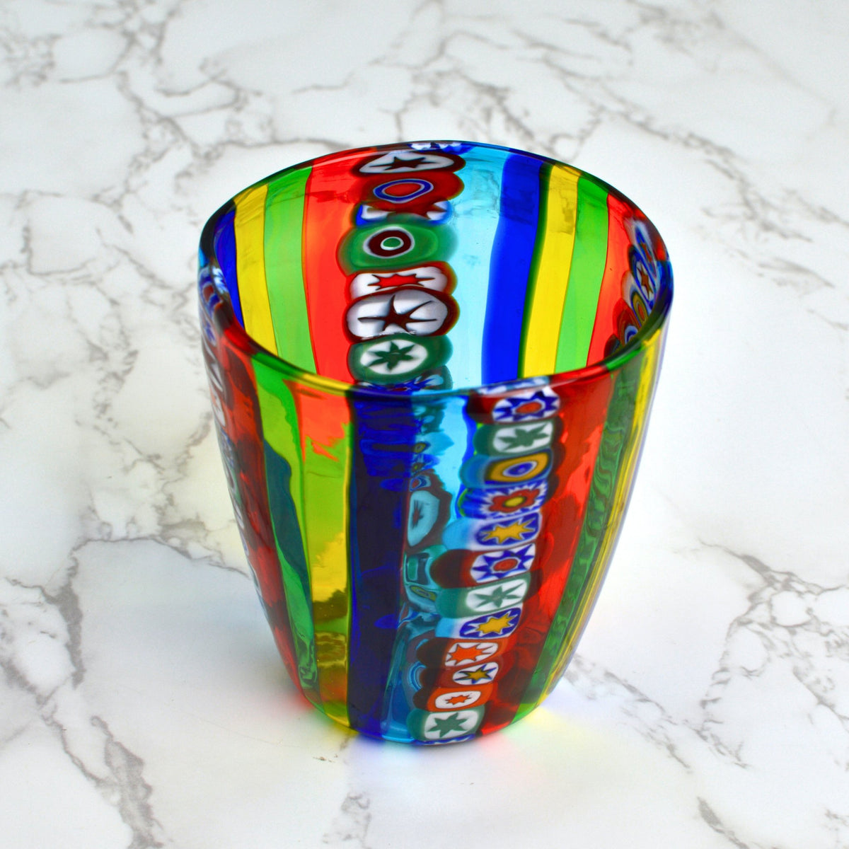 Millefiori Murano Glass Drinking Glass Tumbler, Made in Italy