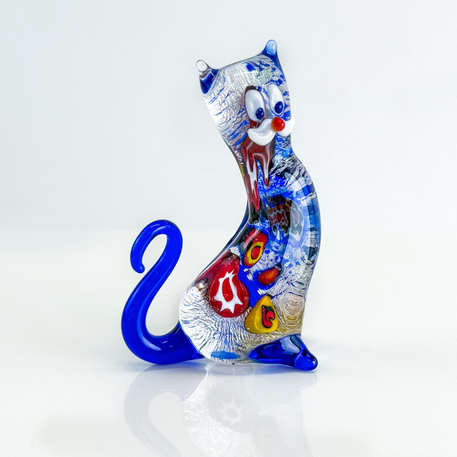 Murano Glass Cat Figurine, Millefiori, Made in Italy - My Italian Decor