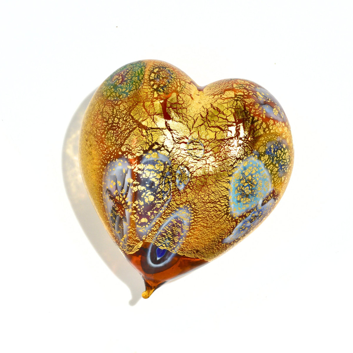 Murano Glass Blown Heart with Millefiori, multiple colors