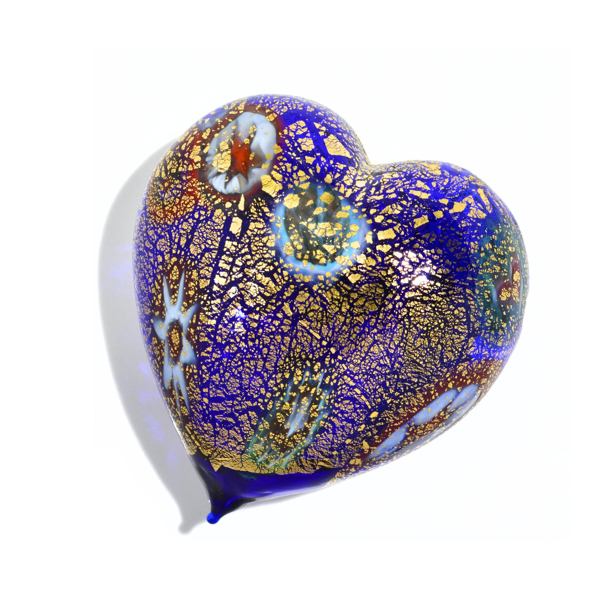 Murano Glass Blown Heart with Millefiori, multiple colors