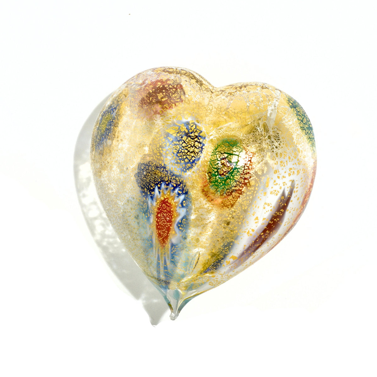 Murano Glass Blown Heart with Millefiori, multiple colors