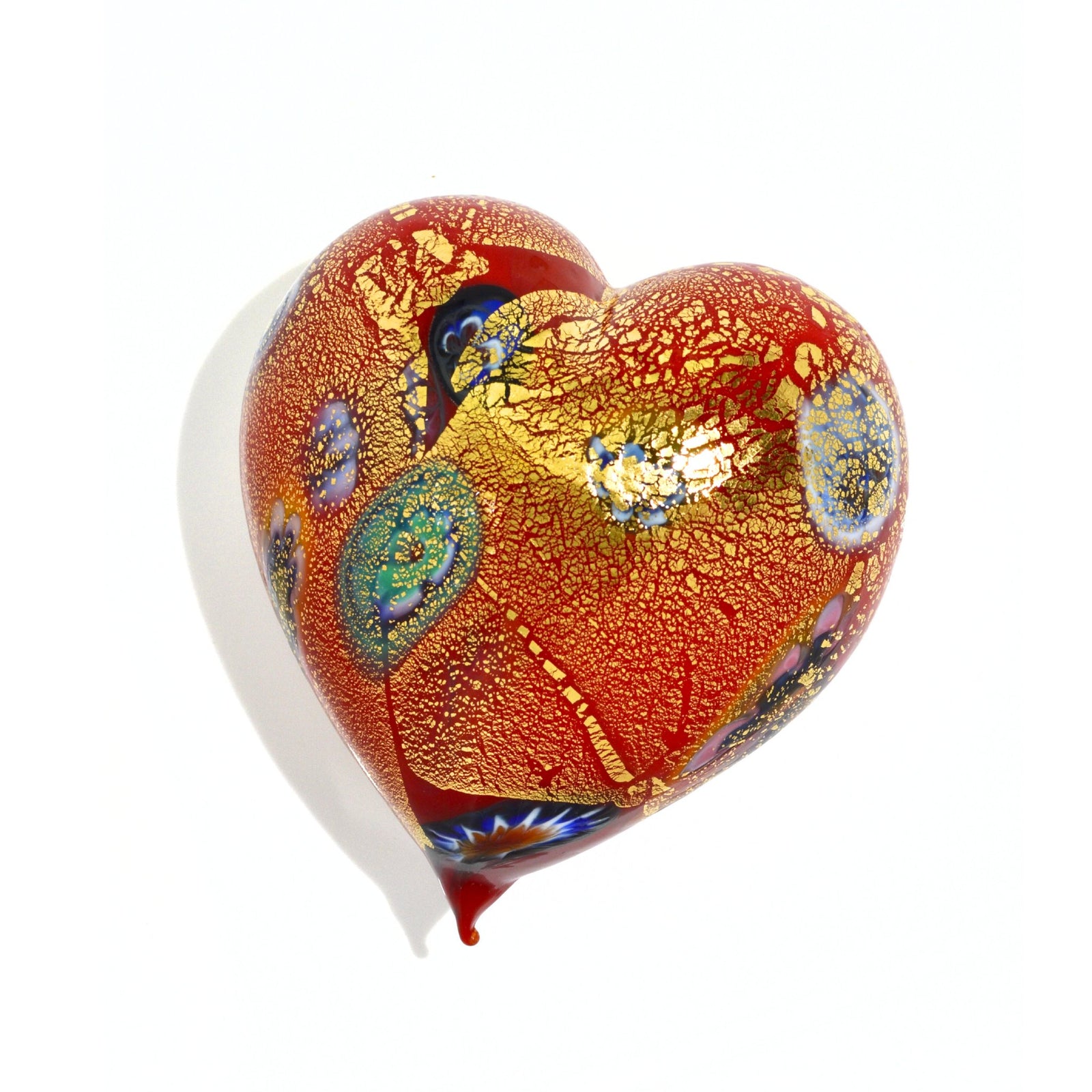 Murano Glass Blown Heart with Millefiori, multiple colors - My Italian Decor