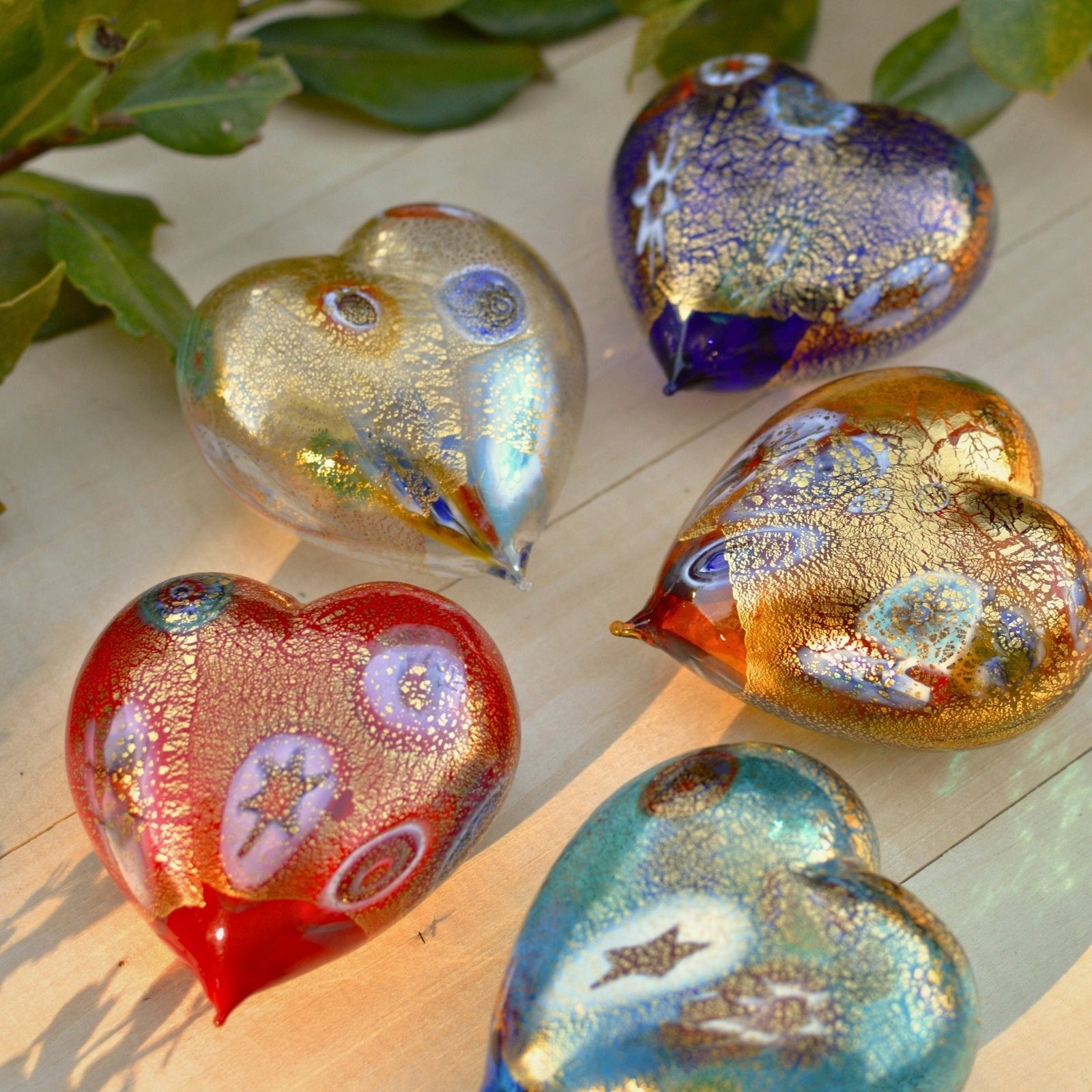Murano Glass Blown Heart with Millefiori, multiple colors - My Italian Decor