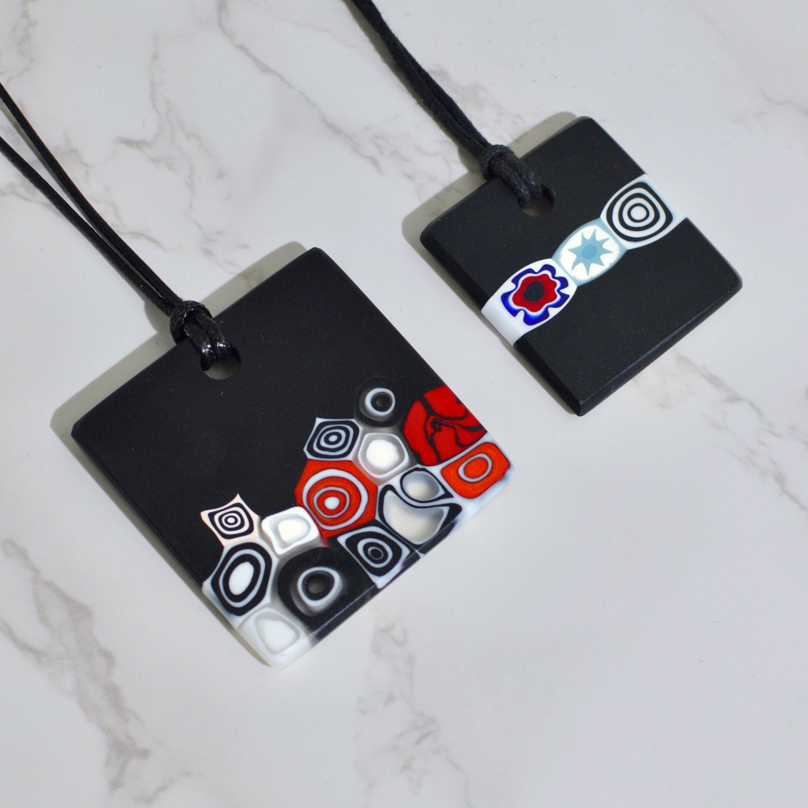 Piastra Millefiori Black Glass Pendant Necklace, Made in Italy - My Italian Decor