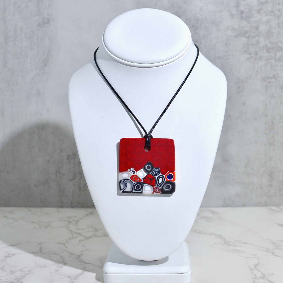 Piastra Millefiori Red Glass Pendant Necklace, Made in Italy - My Italian Decor