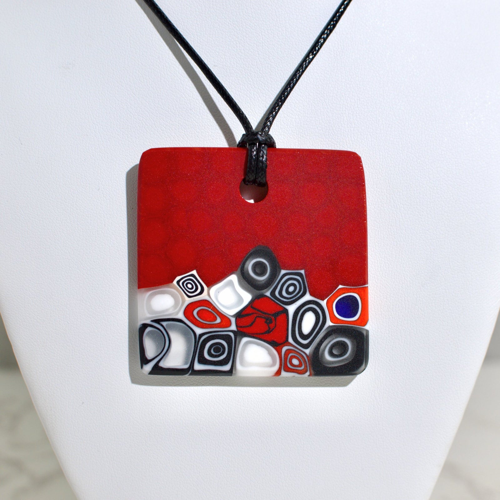 Piastra Millefiori Red Glass Pendant Necklace, Made in Italy - My Italian Decor