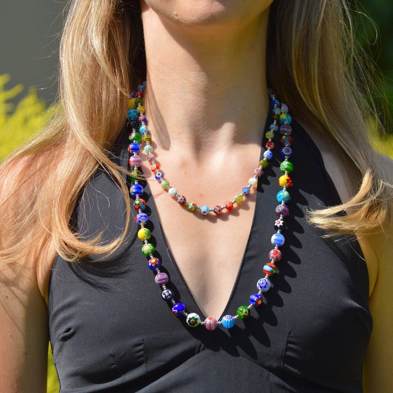 Murano Glass Millefiori Beaded Necklace, Choose your size, Made in Italy - My Italian Decor