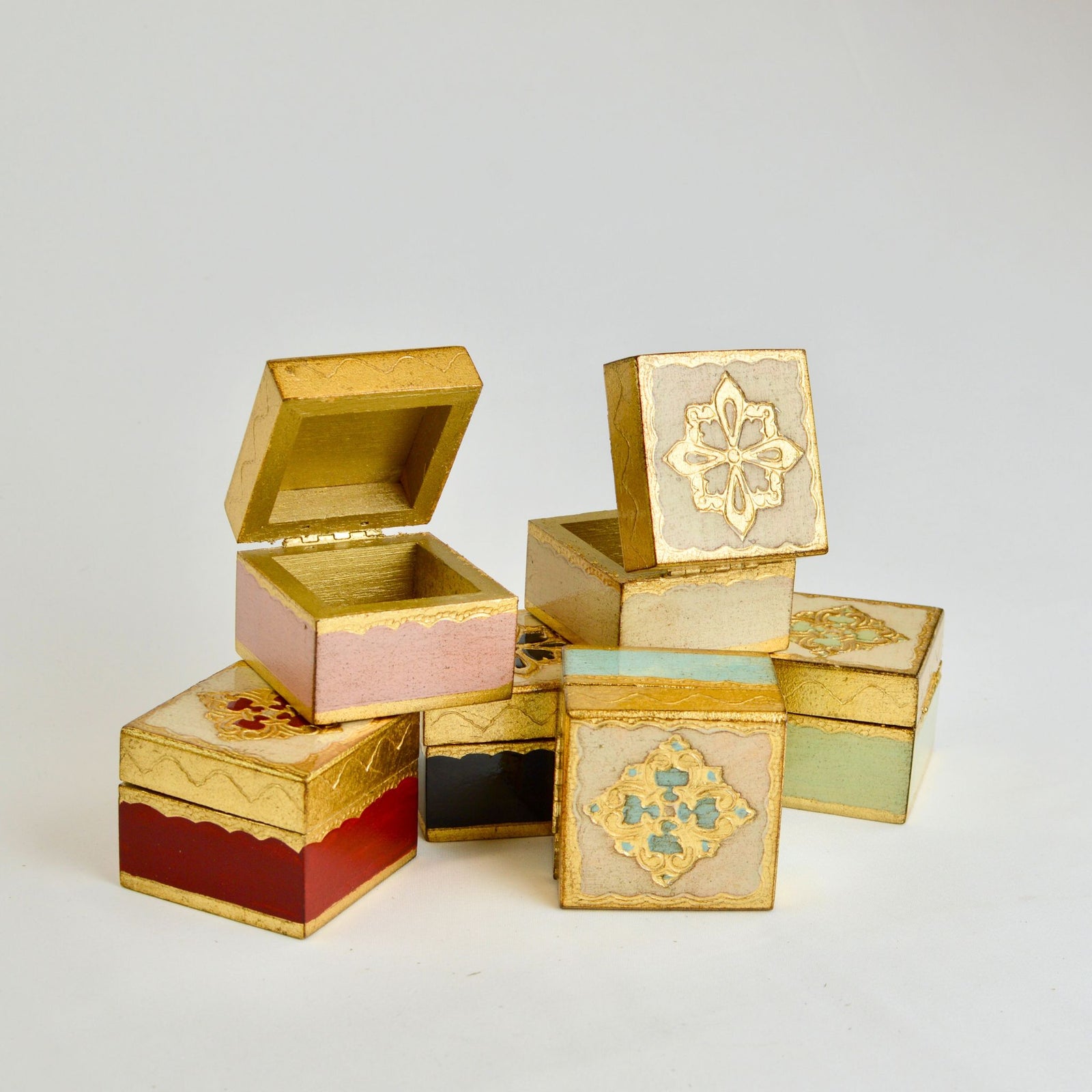 Florentine Carved Mini Wood Box with Lid, Ring Box - My Italian Decor