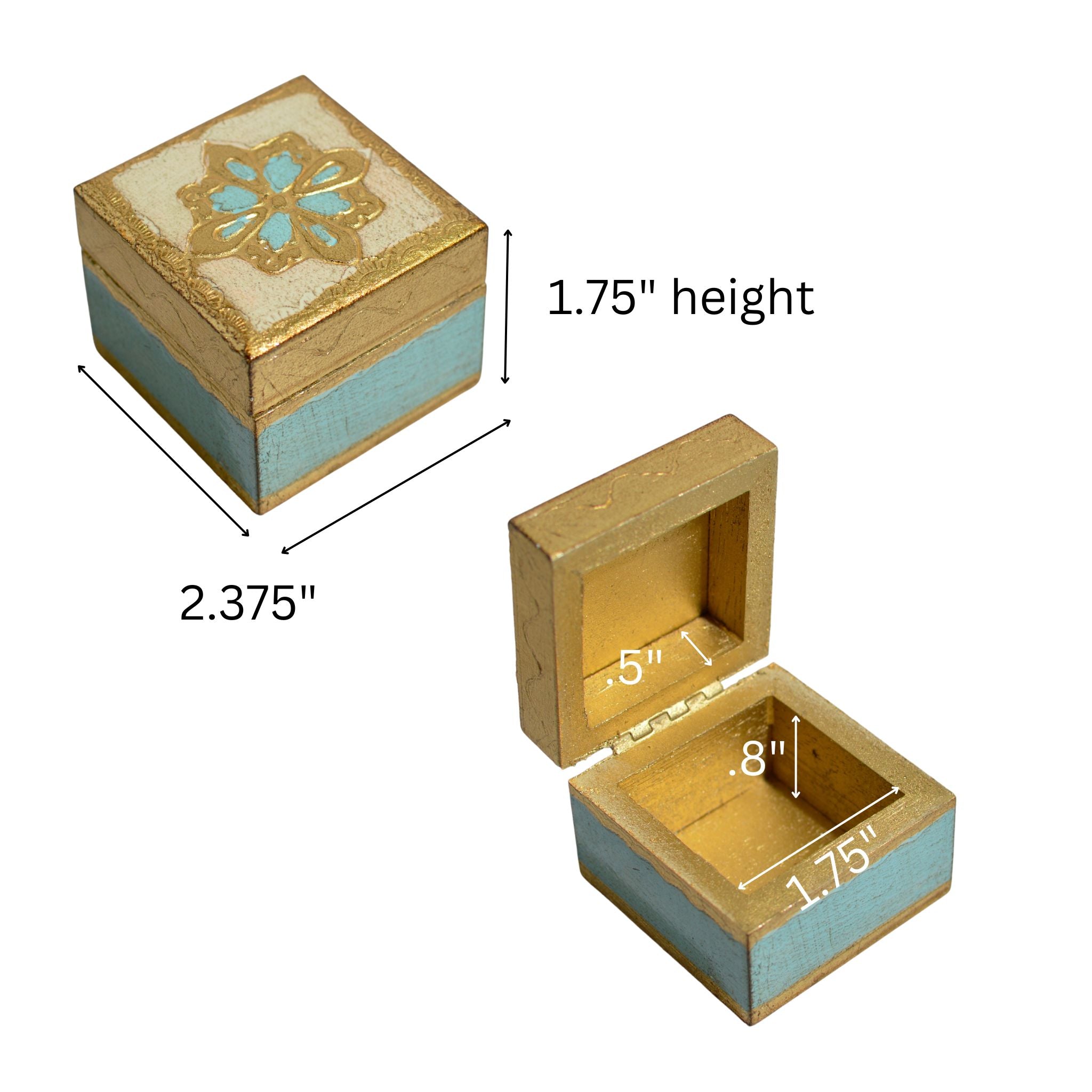 Florentine Carved Mini Wood Box with Lid, Ring Box