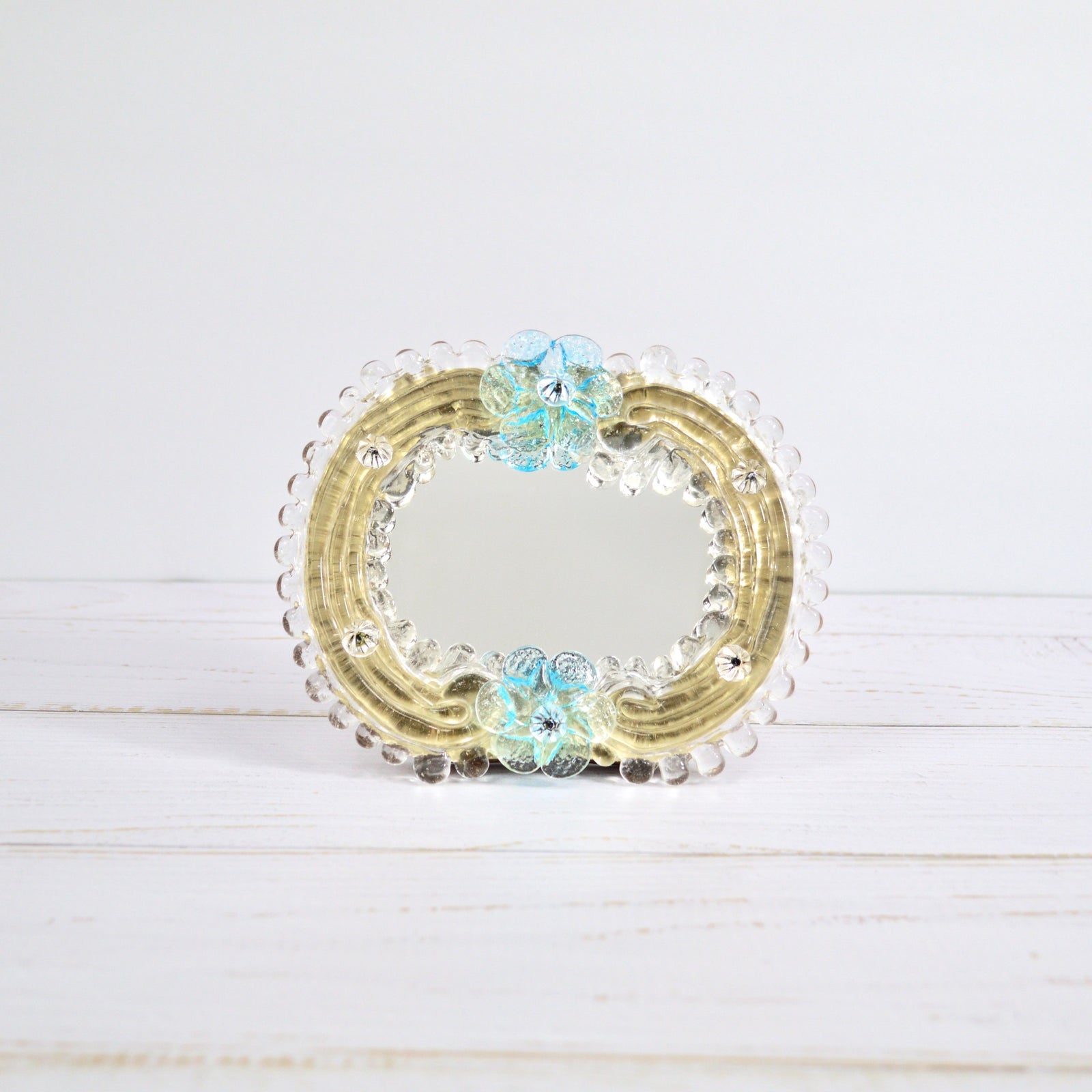 Murano Glass Mini Standing Vanity Mirror, Made In Italy - My Italian Decor