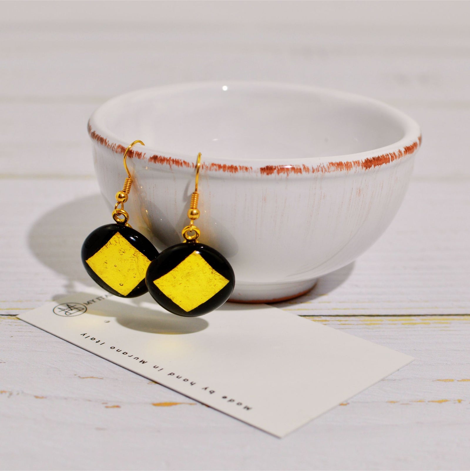 Modena Murano Glass Rhombus Pendant Necklace and Earrings - My Italian Decor