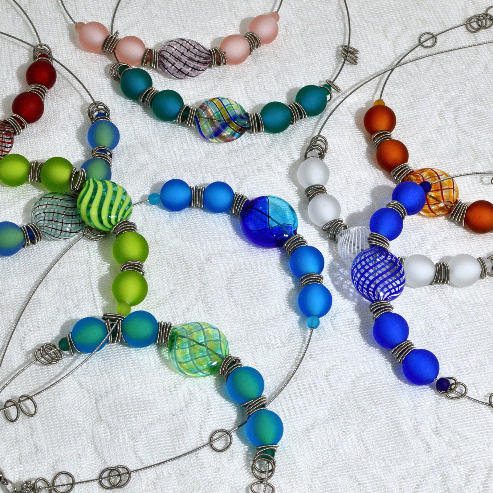 Monica1 Murano Glass Bead Statement Necklace, Made in Italy - My Italian Decor