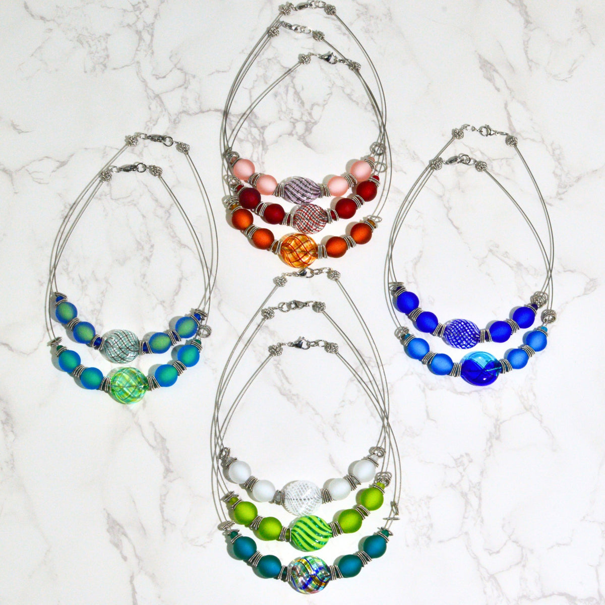 Monica1 Murano Glass Bead Statement Necklace, Made in Italy - My Italian Decor