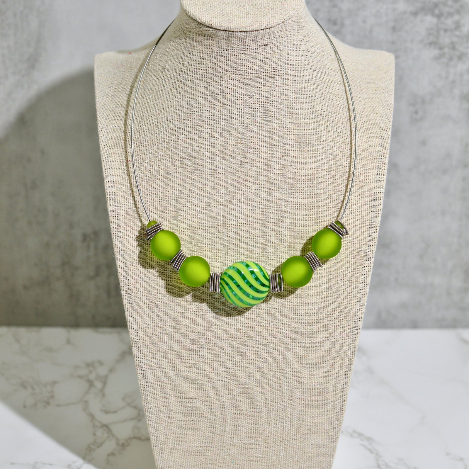 Colorful Monica1 Murano glass bead statement necklace by MyItalianDecor, featuring handcrafted Italian glass beads on a stylish necklace.