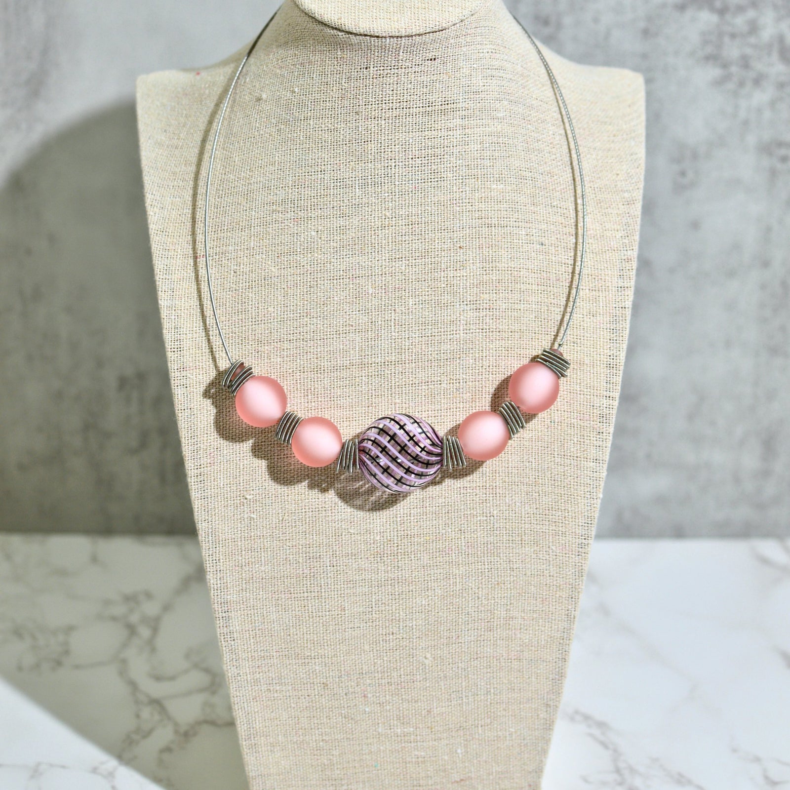 Colorful Monica1 Murano glass bead statement necklace by MyItalianDecor, featuring handcrafted Italian glass beads on a stylish necklace.