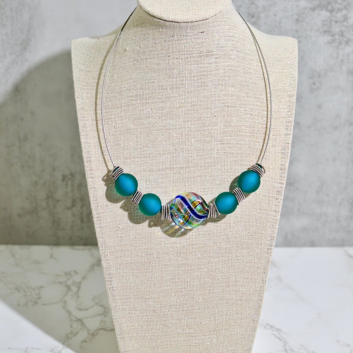 Monica1 Murano Glass Bead Statement Necklace, Made in Italy - My Italian Decor