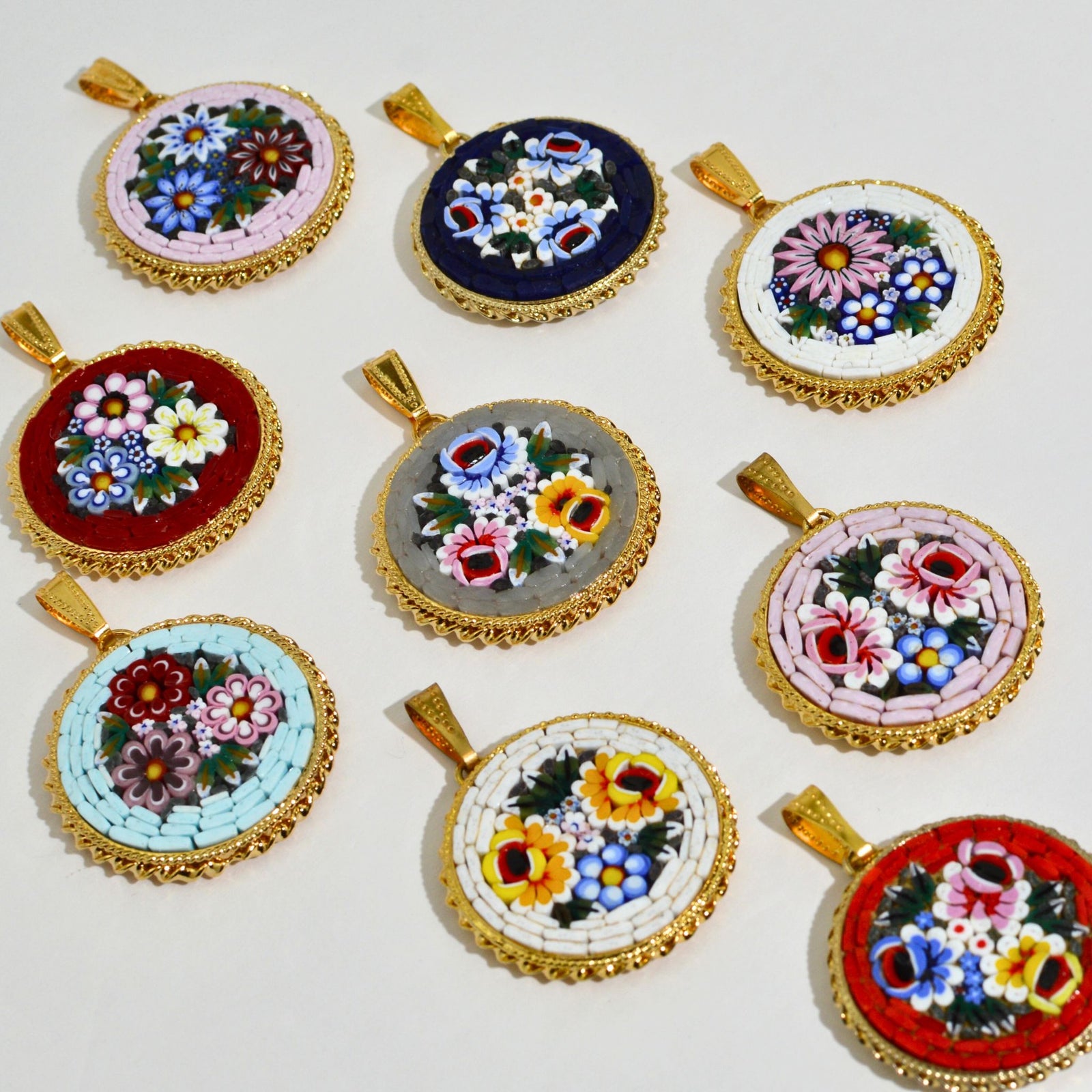 Florentine Mosaic Round Pendant, Handcrafted in Italy - My Italian Decor