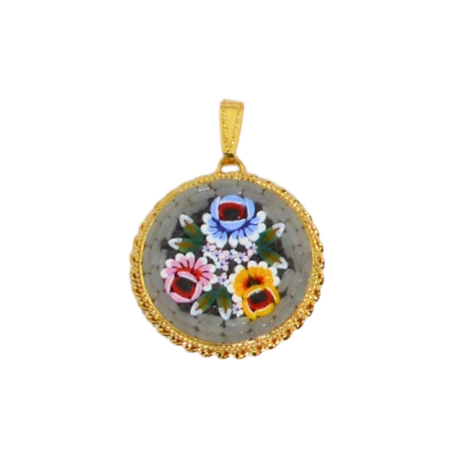 Florentine Mosaic Round Pendant, Handcrafted in Italy - My Italian Decor