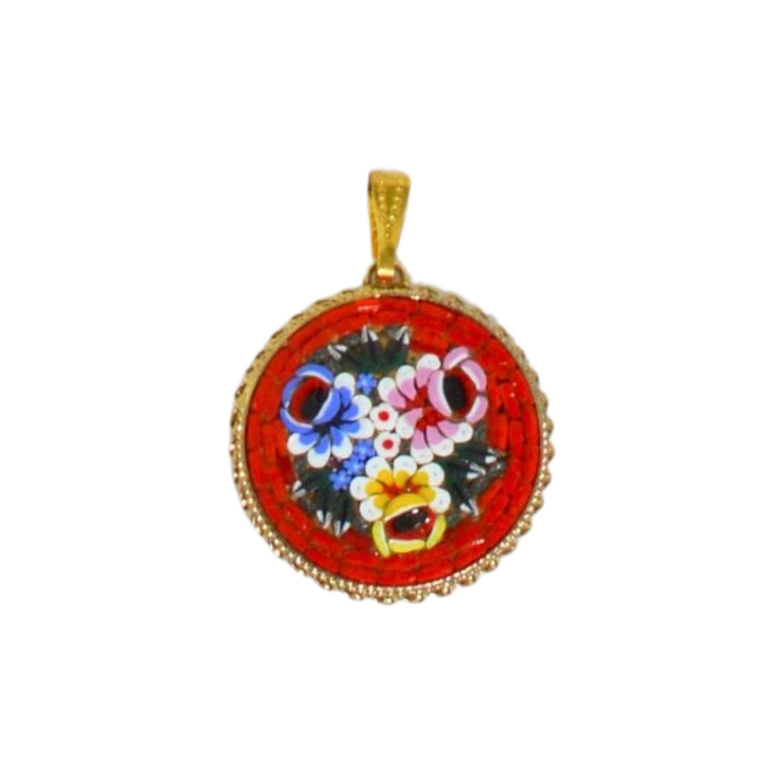 Florentine Mosaic Round Pendant, Handcrafted in Italy - My Italian Decor