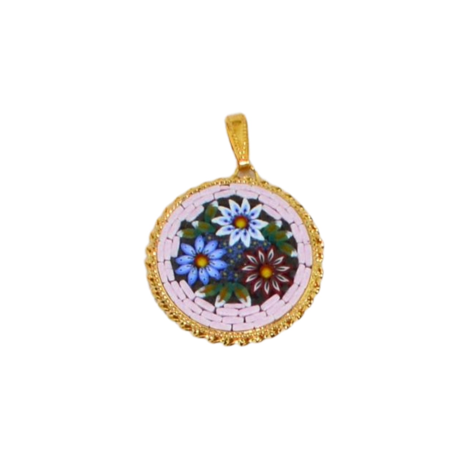 Florentine Mosaic Round Pendant, Handcrafted in Italy - My Italian Decor